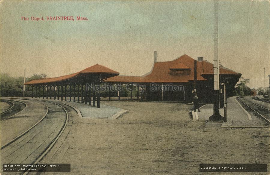 Postcard: The Depot, Braintree, Massachusetts